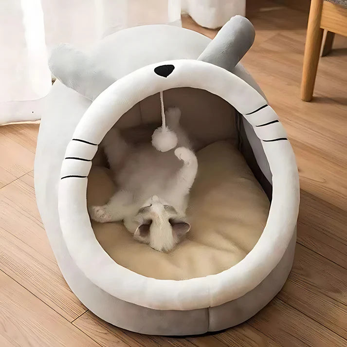 Enclosed Plush Cat Cave Bed