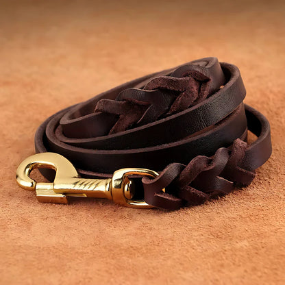 Genuine Leather Dog Collar & Lead Set
